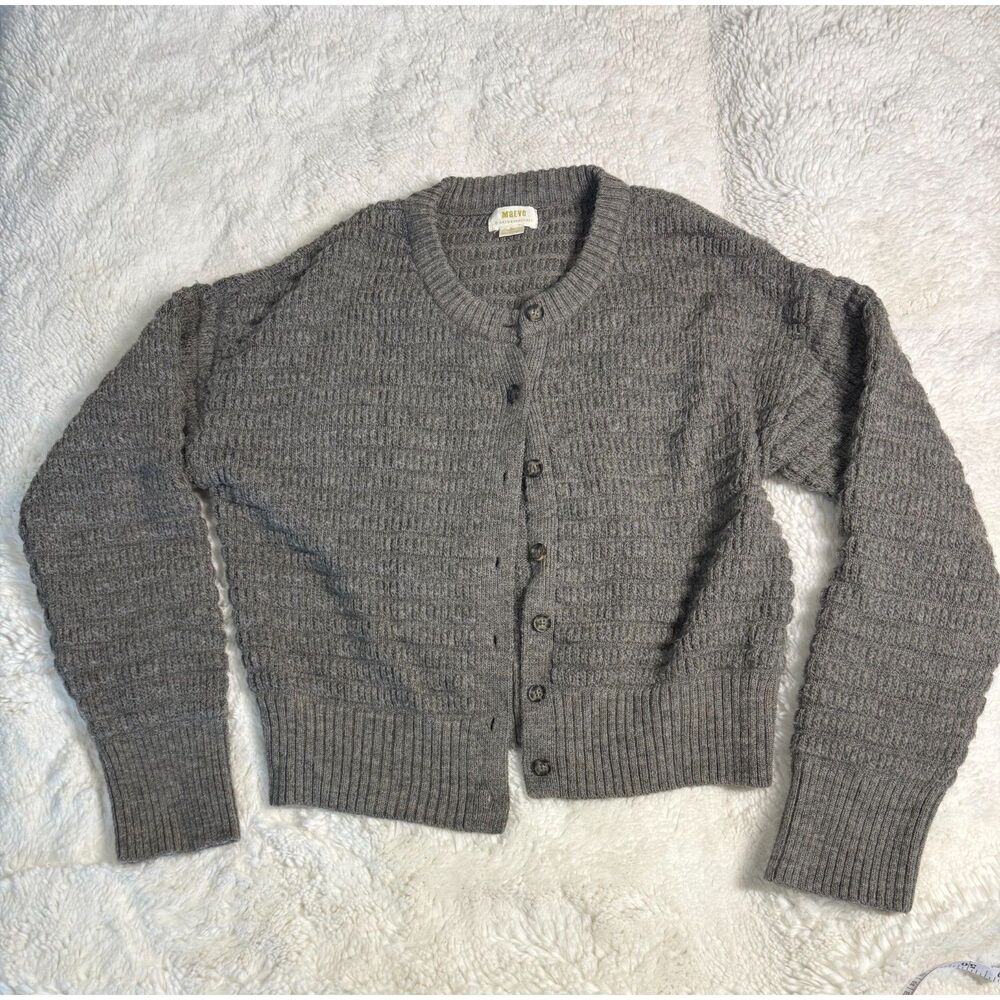 Maeve Anthropologie Gray Cropped Cardigan Sweater XS Textured Knit Button Front
